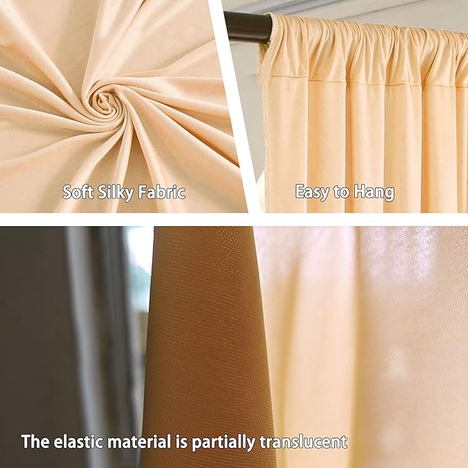 10 x 7 Feet Champagne Backdrop Curtain for Partie, Background Curtains for Photoshoot, Birthday, Wedding, Halloween, Thanksgiving, Christmas Day, New Year Party Decorations 5Ft x 7Ft, 2 Panels