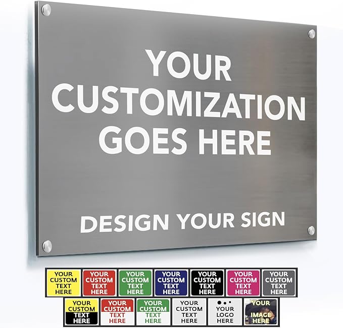 Custom Metal Signs, Personalized Aluminum, Customized Safety, Business Signs, Waterproof Outdoor, White Aluminum (Gray, 24x18 In)