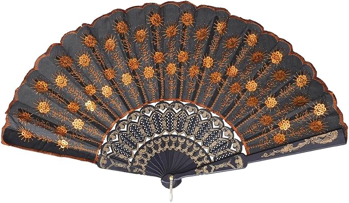 QIRMIZI 30 Pack Fabric Folding Handheld Fans, Perfect for Weddings, Parties, and Dancing,Orange