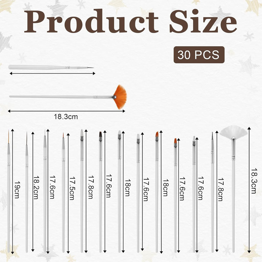 30 PCS Cookie Paint Brushes, Food Paint Brush Cake Decorating Brushes Cookie Decorating Brushes Food Safe Paint Brushes Kit Fondant Brush DIY Tool Set Icing Pastry Brush for Painting Baking, White