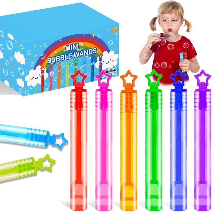 Bulk Toys for Kids Prizes 200 Pack, Mini Bubble Wands Party Favors for Toddlers, Small Halloween Pinata Goodie Bag Stuffers, Carnival Supplies Giveaways Handouts Stocking Stuffers for Girls and Boys