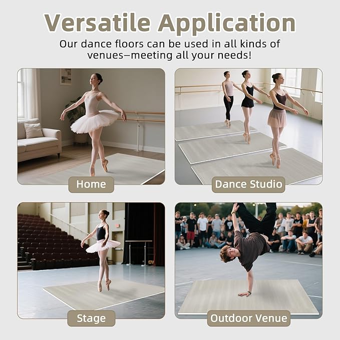Dance Floor Mat Non-Slip with Shoulder Strap Portable and Dance Resistance Band, Dance Floor for Ballet,Jazz, Pop Thick PVC Practice Floor Reusable Mat (Light Natural Wood Color, 200cm*90cm*0.5cm)