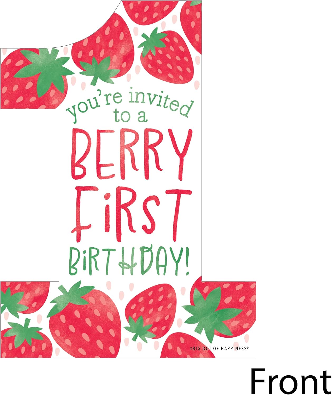 Big Dot of Happiness Berry First Birthday - Sweet Strawberry - Shaped Fill-In Invitations - Fruit 1st Birthday Party Invitation Cards with Envelopes - Set of 12