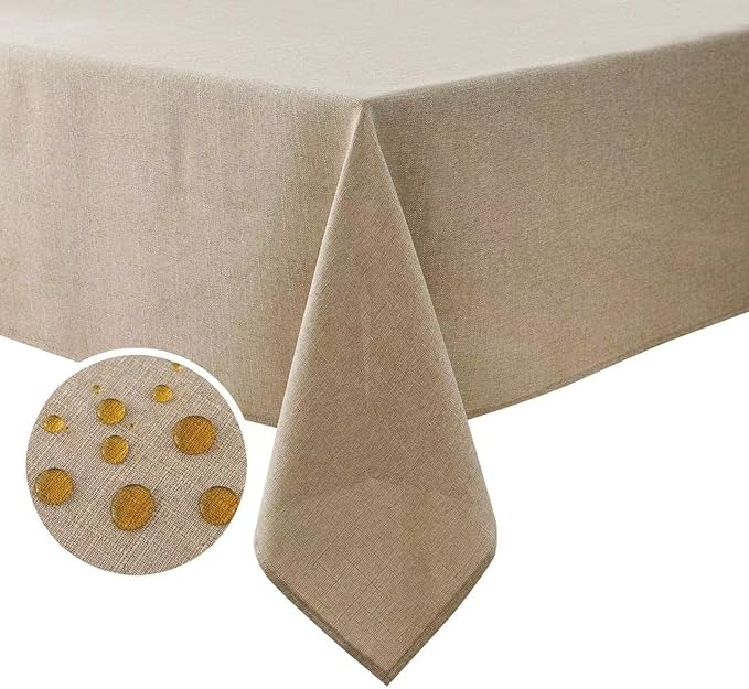 NLMUVW Linen Tablecloth 84 Inch for Rectangle, Burlap Textured Table Cloth Water Resistant Farmhouse Rustic Table Cover for Kitchen Dining Coffee, 54 x 84 Inch