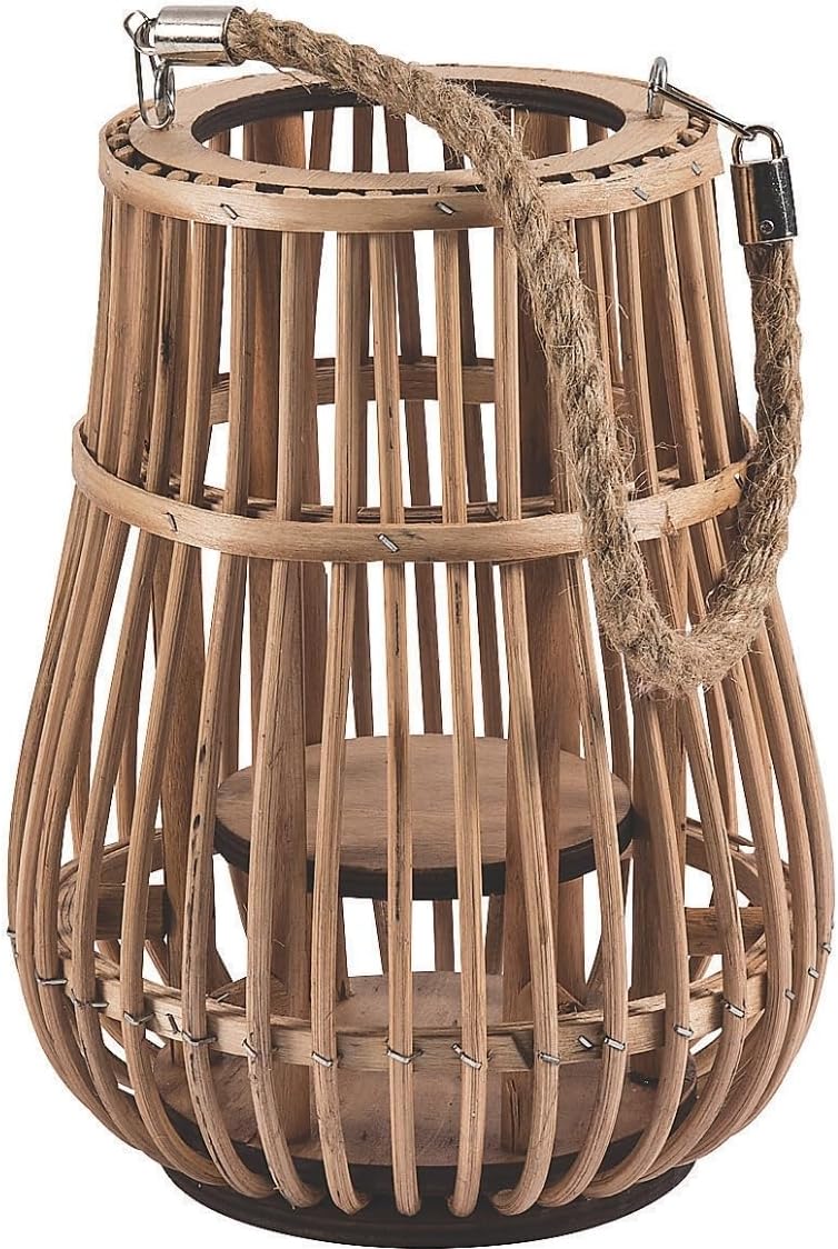 fun express natural rattan lantern, main product view