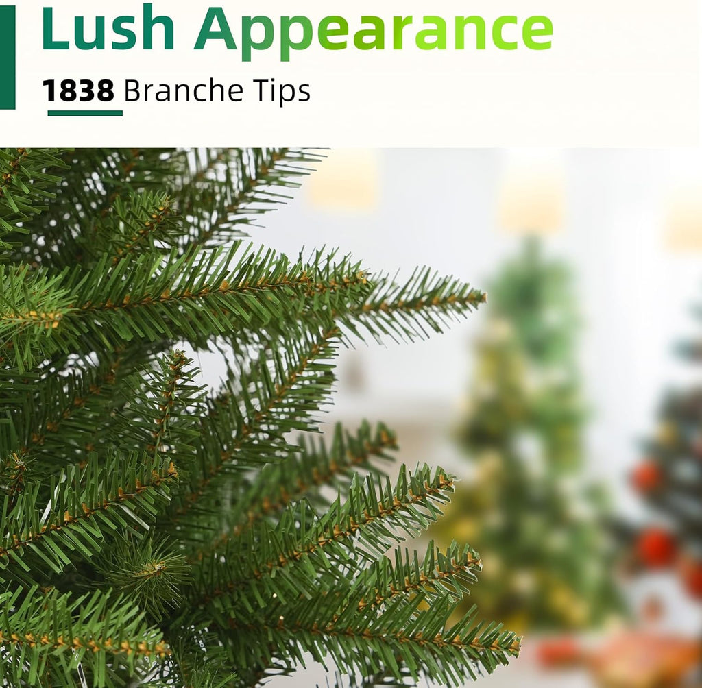6.5ft unlit christmas tree green, dunhill fir artificial, side view