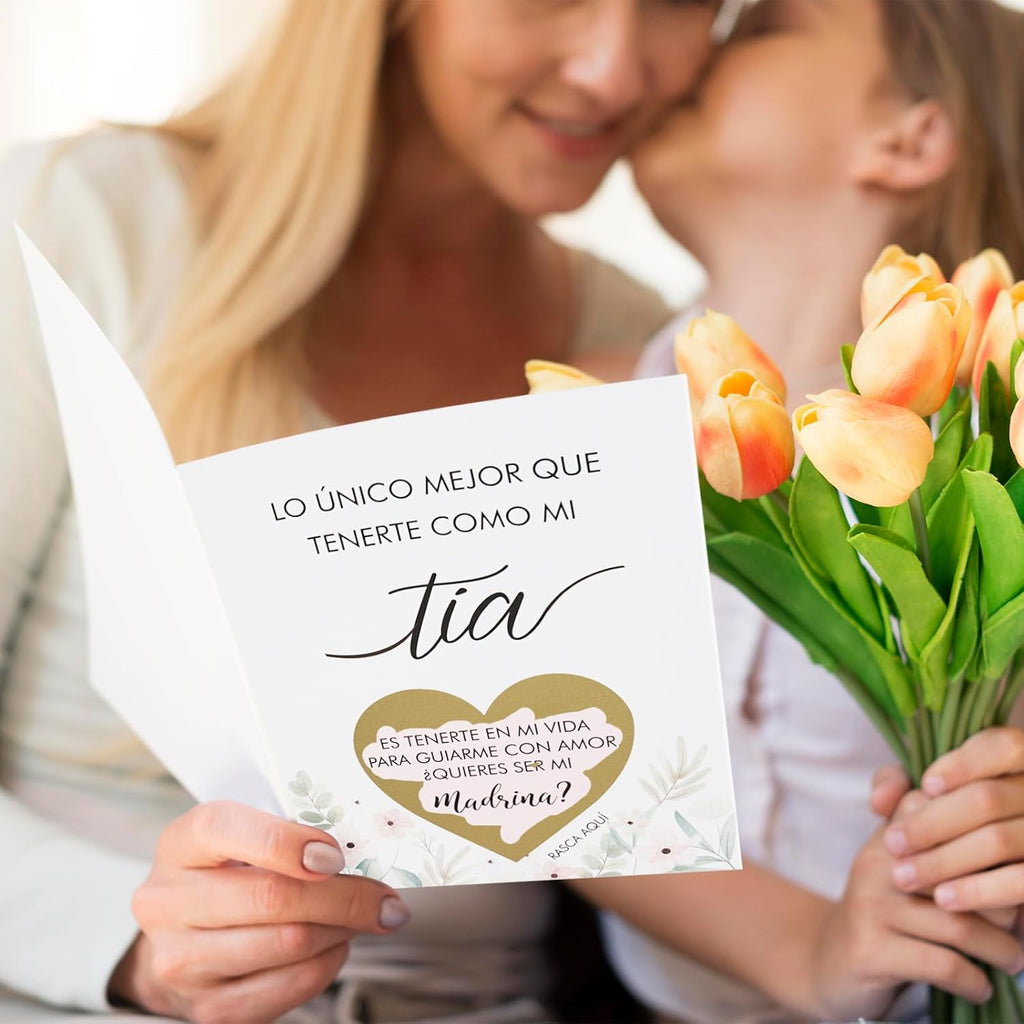 Spanish Will You Be My Godparents Scratch Off Card for Auntie and Unlce, Godparents Proposal Gift from Niece Nephew, Godmother and Godfather Request Asking, Padrino andMadrina Proposal Card - Tia Tio