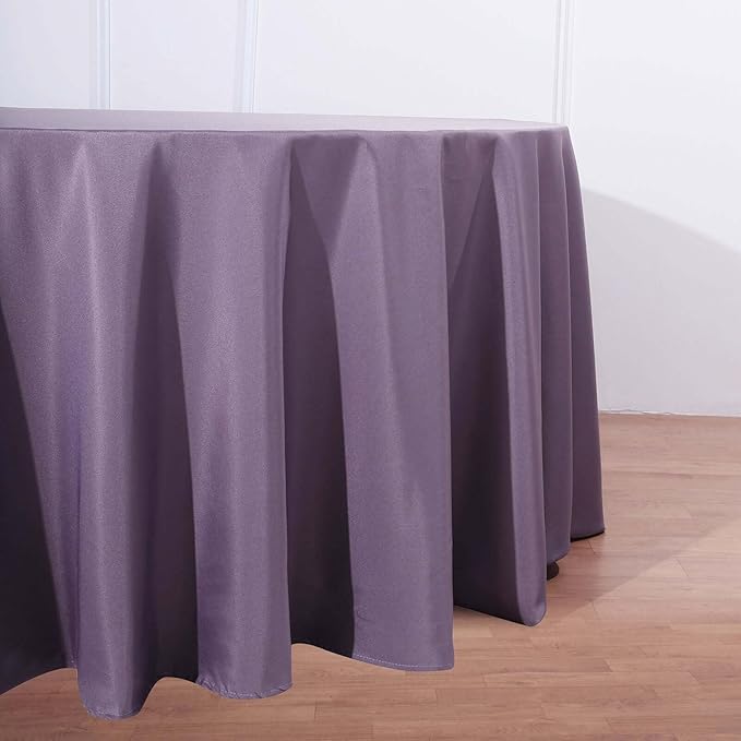 Efavormart Round Tablecloth, 132 Inch Stain & Wrinkle Resistant Washable Table Cloth, Decorative Polyester Fabric Table Cover for Banquet, Wedding, Dining- Amethyst