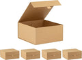 Purple Q Crafts 5 Pack Brown Kraft Ribbed Hard Gift Box With Magnetic Closure Lid 8"x8"x4" Square Favor Boxes With Classy Ribbed Paper Finish…