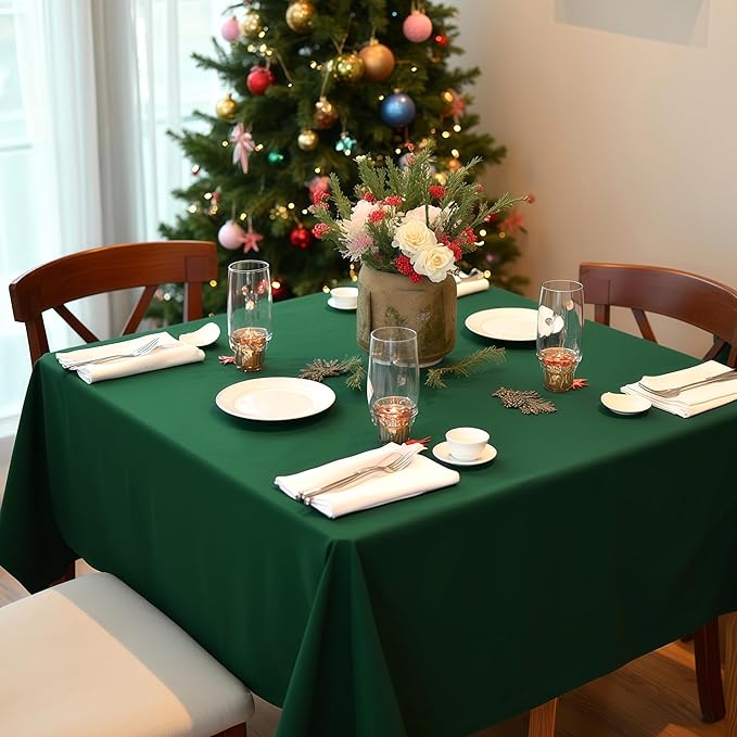 sancua Small Square Tablecloths 36x36 Inch - Hunter Green Table Cloth for Square or Round Tables, Washable Polyester Fabric Table Cover for Christmas Nightstand End Bedside Tables