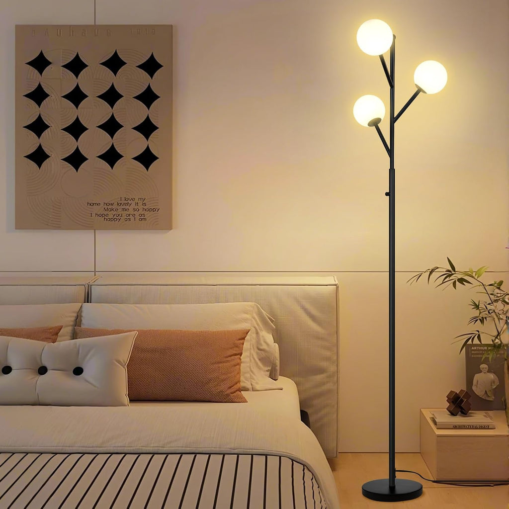 ldeco 3-globe mid century black tree floor lamp on a desk or shelf