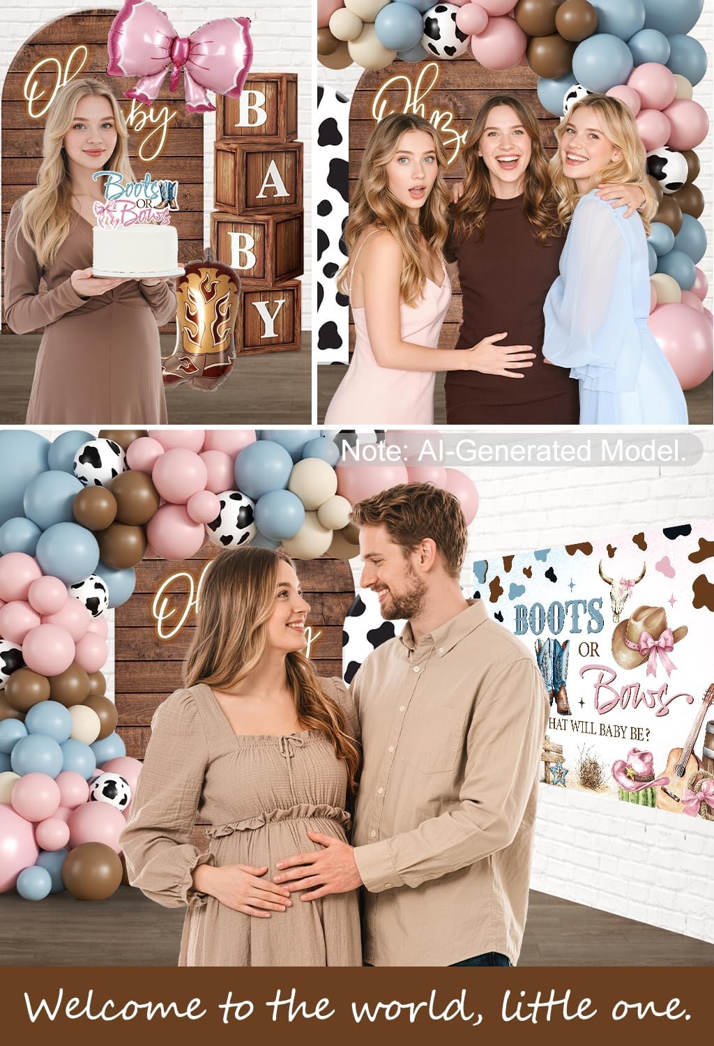boots or bows gender reveal decorations set for, package contents