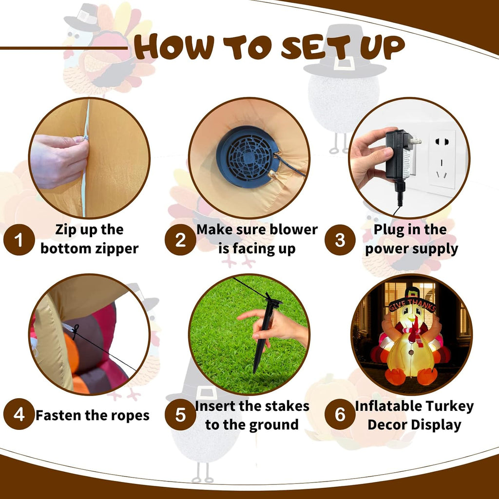 thanksgiving inflatable turkey lawn decoration 6ft giant blow, package contents