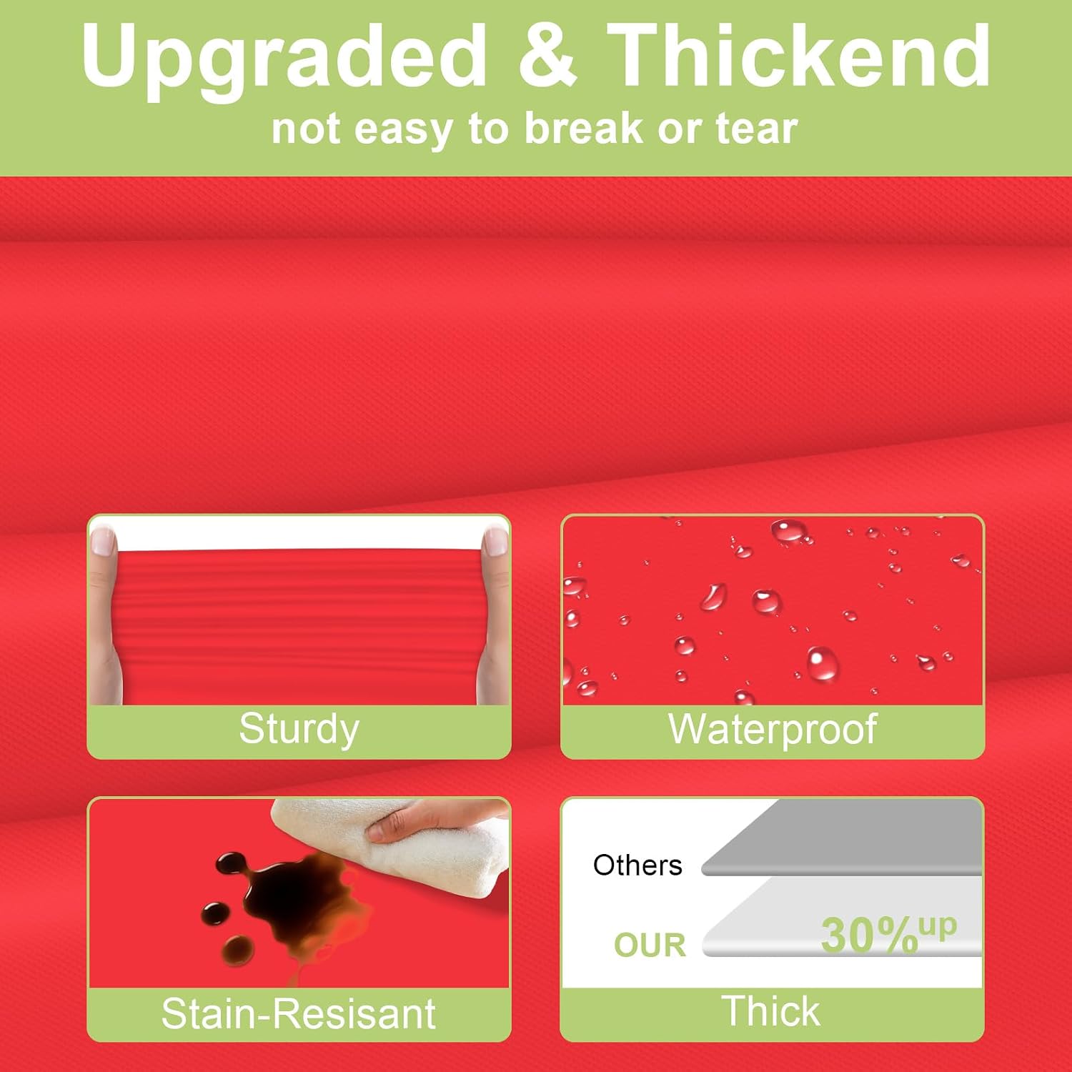 QIKSION Red Plastic Table Cloth Disposable 2 Pack, 54 x 108 Inch Tablecloths for Valentines, Mothers Day, Birthday Party, Christmas Decorations, Rectangle Table Cover