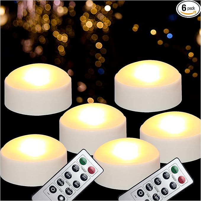 Halloween LED Pumpkin Lights with Remote and Timer, Battery Operated Jack-O-Lantern, Bright Flickering Flameless Candles for Pumpkin Decor, Halloween Party Decorations, White, 6 Pack