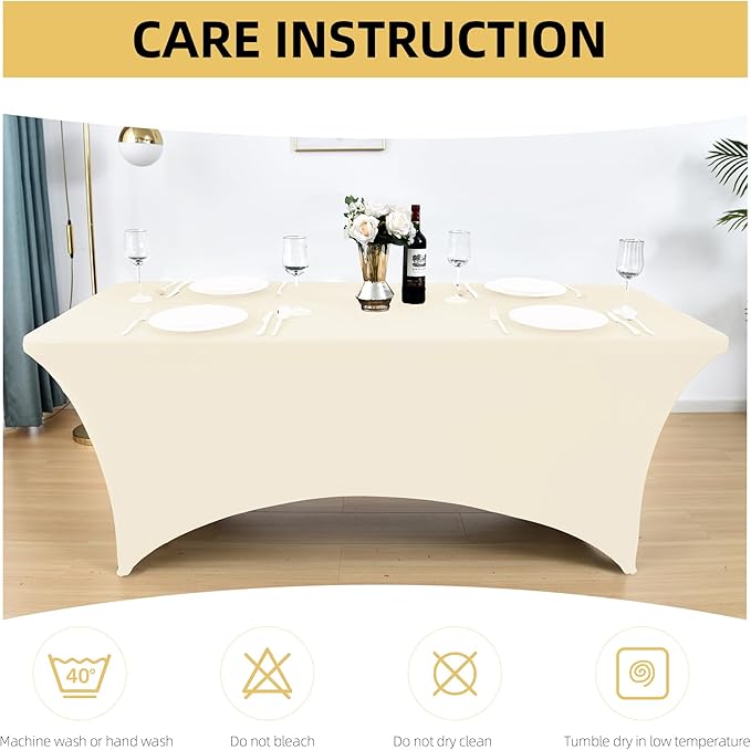 2-Pack 6ft Spandex Table Covers for Rectangle Standard Folding Tables - Wrinkle Resistant Stretch Tablecloths - Ultimate Fitted Table Protector for Parties, Trade Shows, Banquet