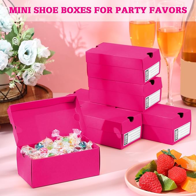 12 Sets Mini Sneaker Boxes for Party Favors Mini Shoe Gifts Boxes 4.7 x 2.5 x 2 Inch Sports Small Gift Case with Editable Label for Candies Cookies Snackss
