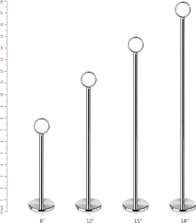 New Star Foodservice 23244 Ring-Clip Table Number Holder/Number Stand/Place Card Holder, 12-Inch, Set of 12
