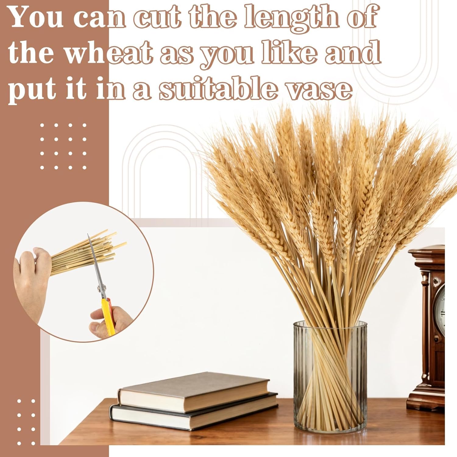 Sukh 100 Stems Dried Wheat Stalks - Boho Fall Decor for Home & Wedding | Natural Wheat Sheaves, Ideal Vase Filler, Table Centerpiece for Thanksgiving, Harvest, Autumn Farmhouse Accent, 12.9in