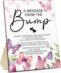 Roowest Cool Baby Shower Tabletop Decoration a Message from the Bump Wooden Baby Shower Games Sign Greenery Cute Gender Reveal Party Thank You Sign, 11.2 x 8.66 Inches(Butterfly)