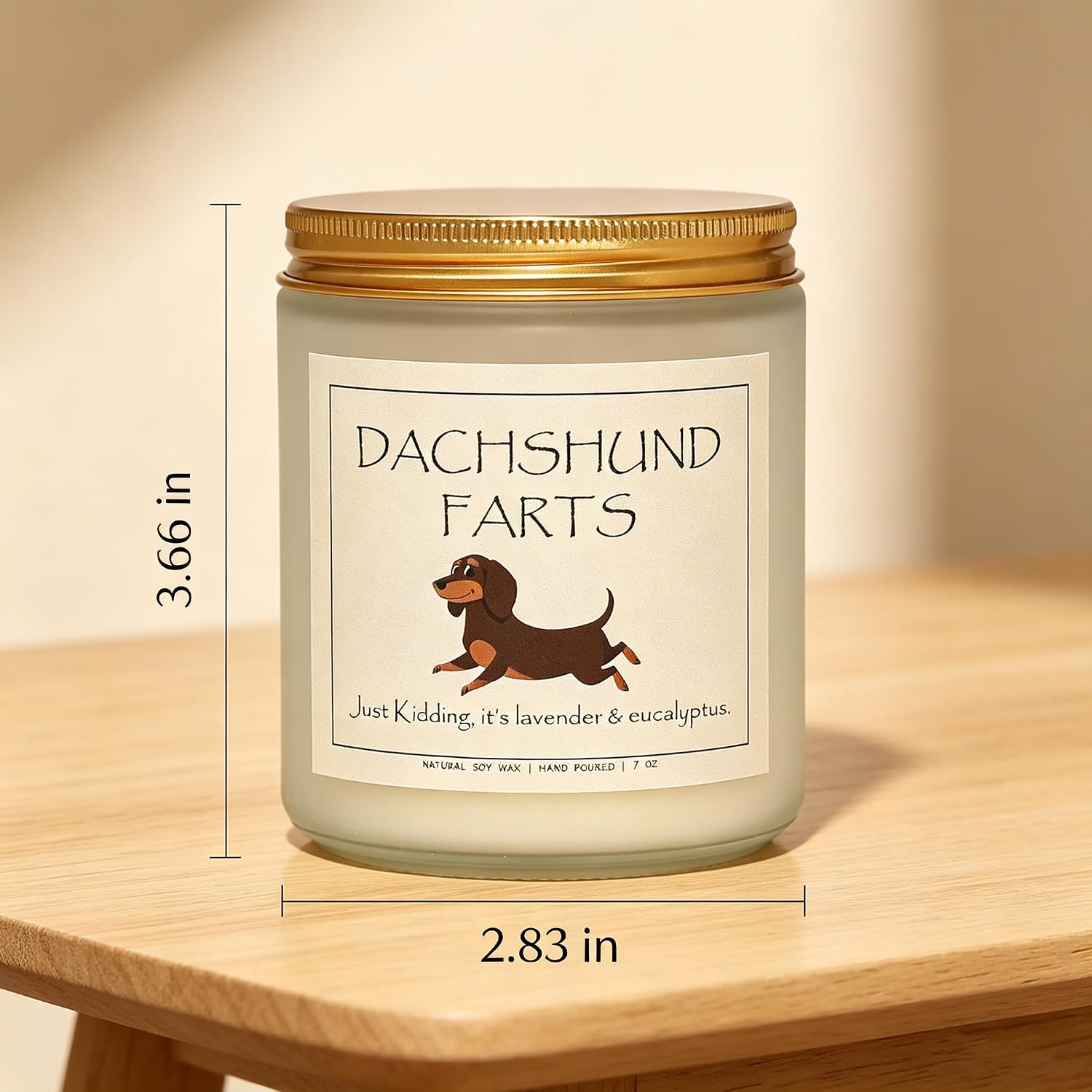 Funny Dachshund Gifts – 100% Soy Wax Scented Candle for Dachshund Lovers, Pet Safe Lavender & Eucalyptus, 50H Burn Time, Weiner Dog Gifts for Women, Unique Dachshund Decor – 7oz