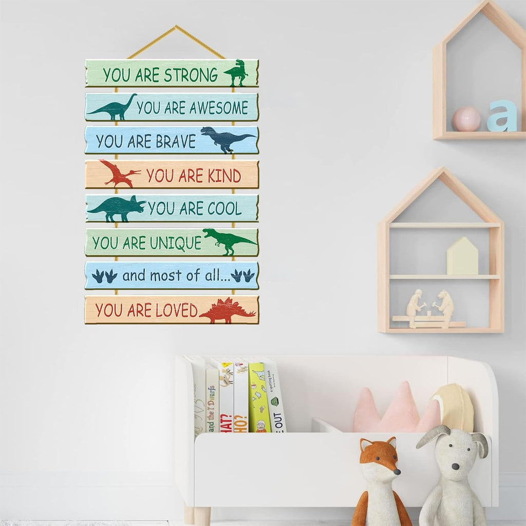 Rutiyoka Dinosaur Room Decor for Boys Bedroom Wall Dino Inspirational Art Kids Wood Decorations Little Boy Nursery Toddler Sign