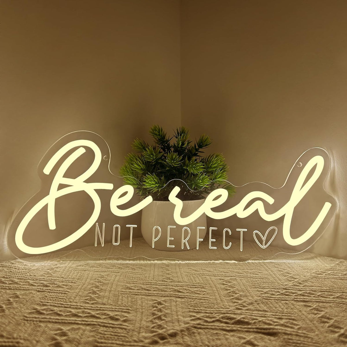 be real not perfect neon sign for wall, main product view