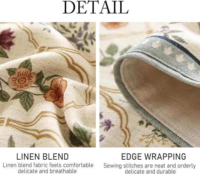 ISAENNE Designer Vintage Elegant Linen Table Runner 118 Inches Extra Long,Colorful Wildflower Pattern Runner,Decor Table Runners for Dining Tables,Thanksgiving,Christmas,12"*118"-Serenity B