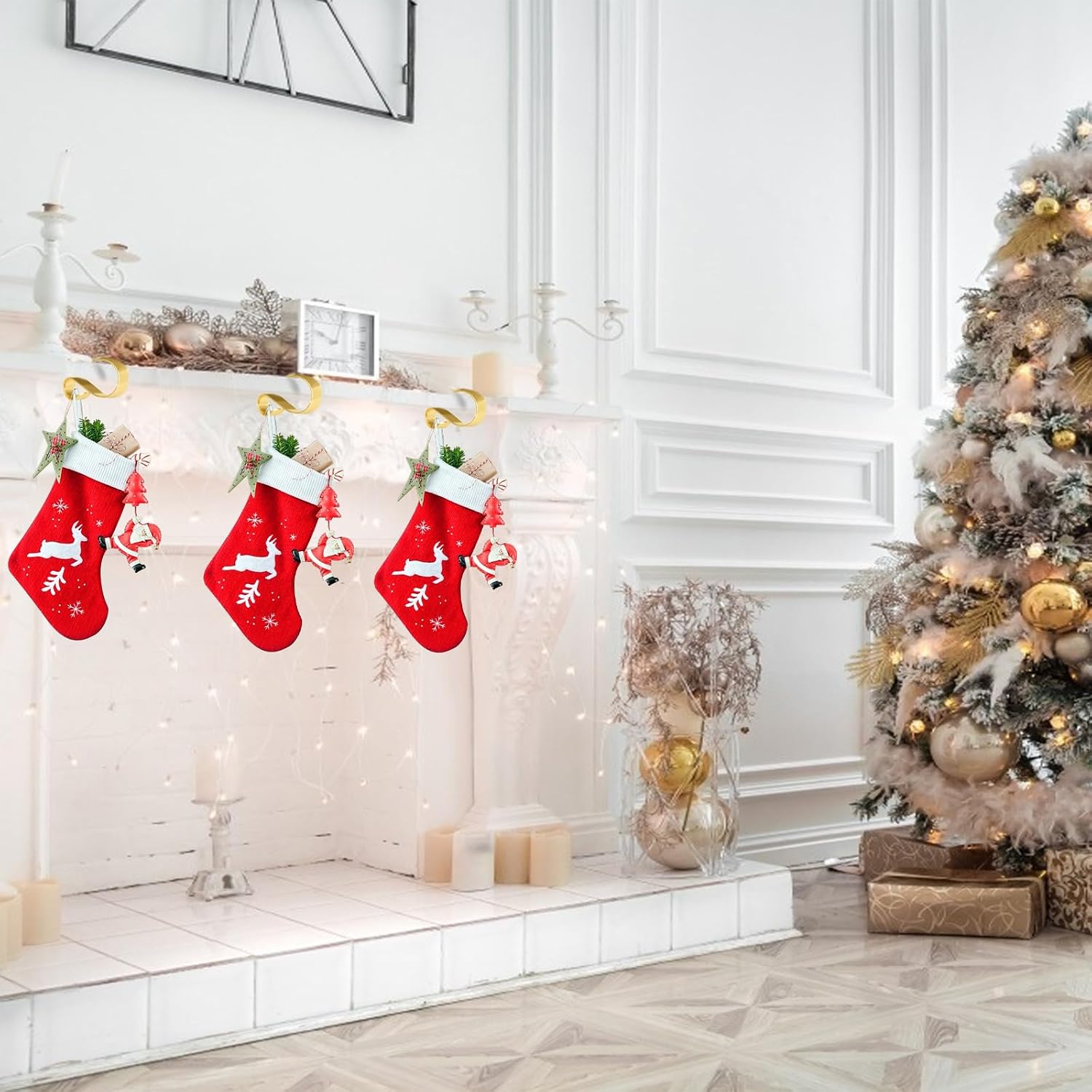 6 Pack Christmas Stocking Holders Mantel Stocking Hanger Christmas Decoration Supplies