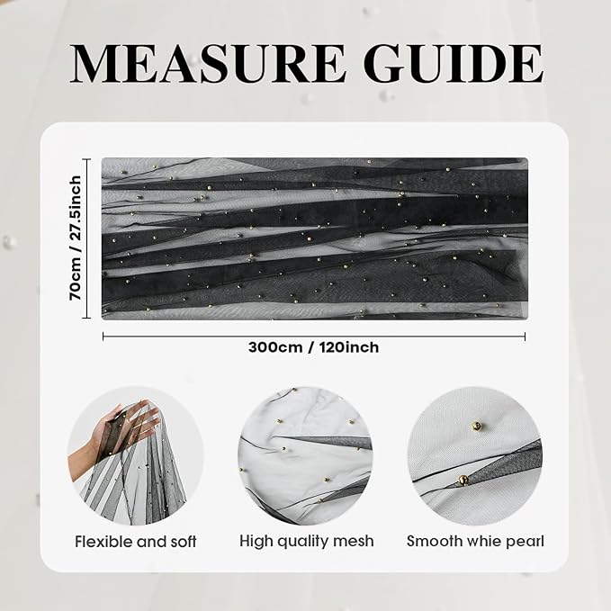 Artoid Mode Pearl Black Gauze Table Runner 120 Inch 10FT, Seasonal Sheer Dining Holiday Wedding Birthday Baby Shower Table Decor for Home Party