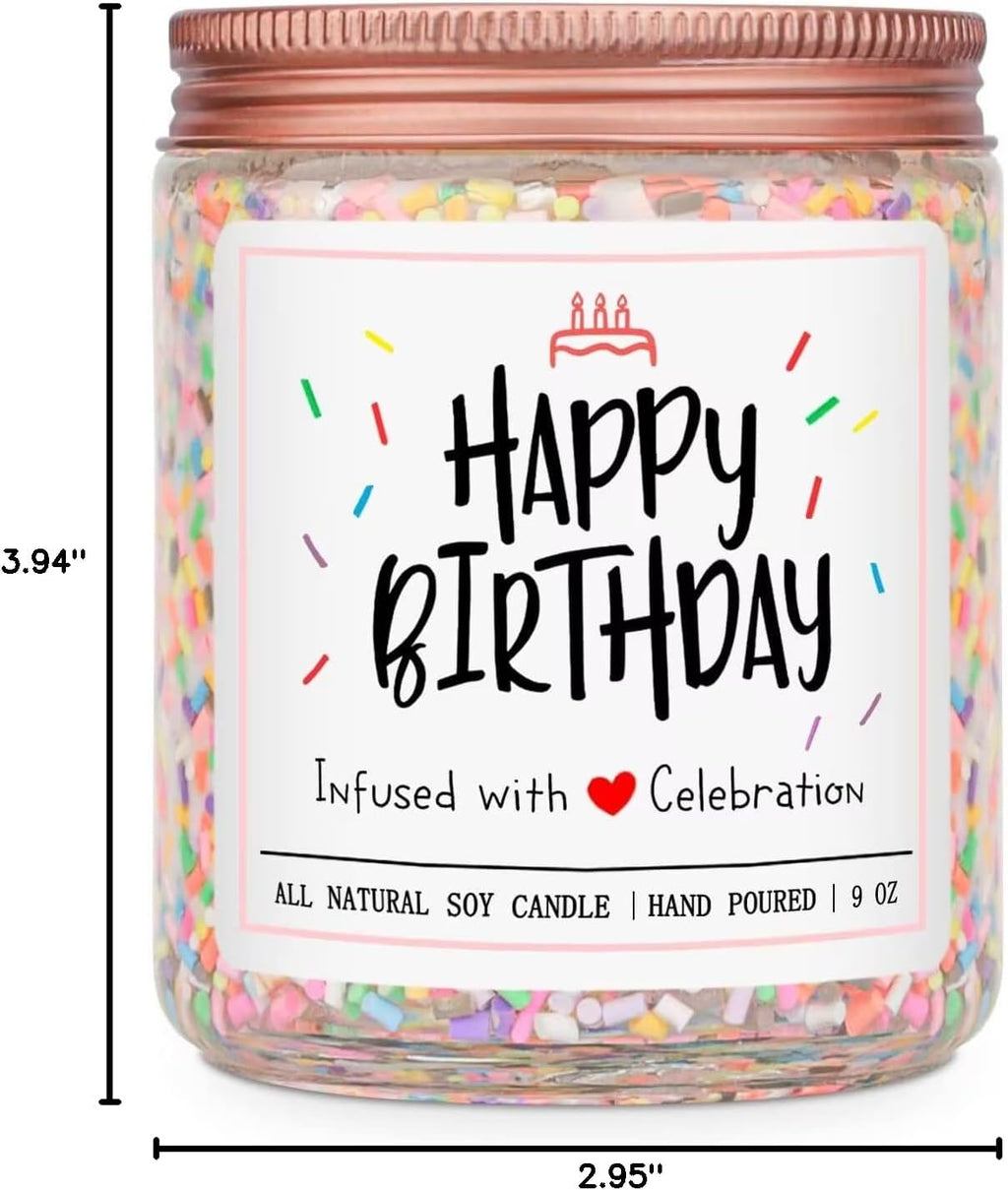 Homsolver Happy Birthday Gifts for Women Unique, Vanilla Cream Scent with Sprinkles Candy Birthday Candles for Her, Handmade Aromatherapy Candle Decor