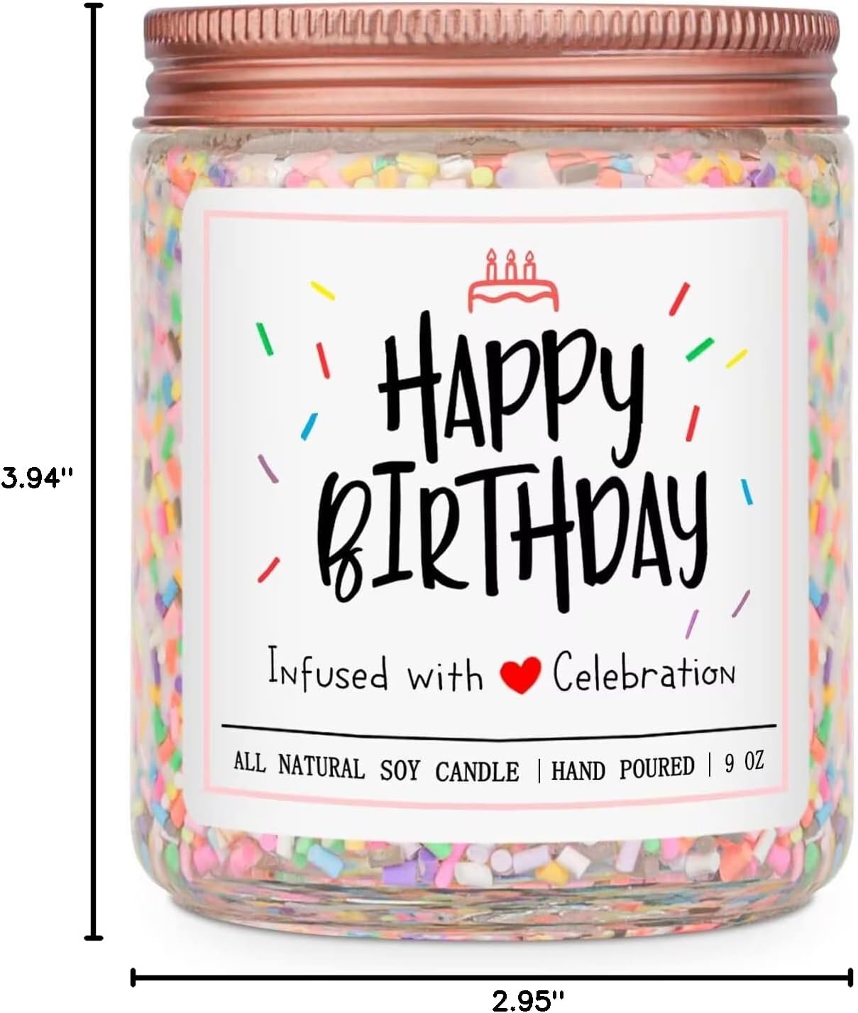 Homsolver Happy Birthday Gifts for Women Unique, Vanilla Cream Scent with Sprinkles Candy Birthday Candles for Her, Handmade Aromatherapy Candle Decor