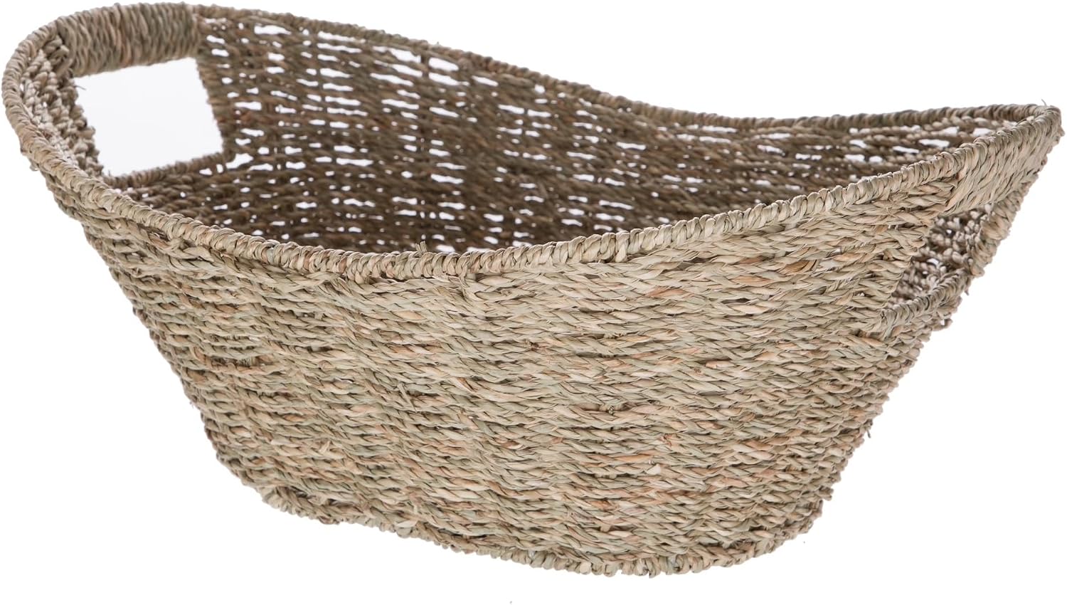 Oval Natural Seagrass Storage Basket with Cut-Out Handles