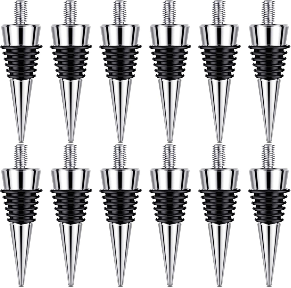 Honeydak 12 Pieces Stainless Steel Wine Bottle Stoppers Reusable Corks