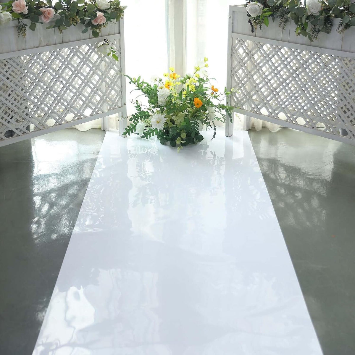 Efavormart 3ft x 65ft White Glossy Aisle Runner - Reflective Non-Woven Floor ...