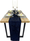 Luxurious Crushed Velvet Table Runner, Wedding Reception Decorations, Soft Velvet Fabric, Table Linen Overlay, Wedding Table Runners (Navy, 12X108 inch)