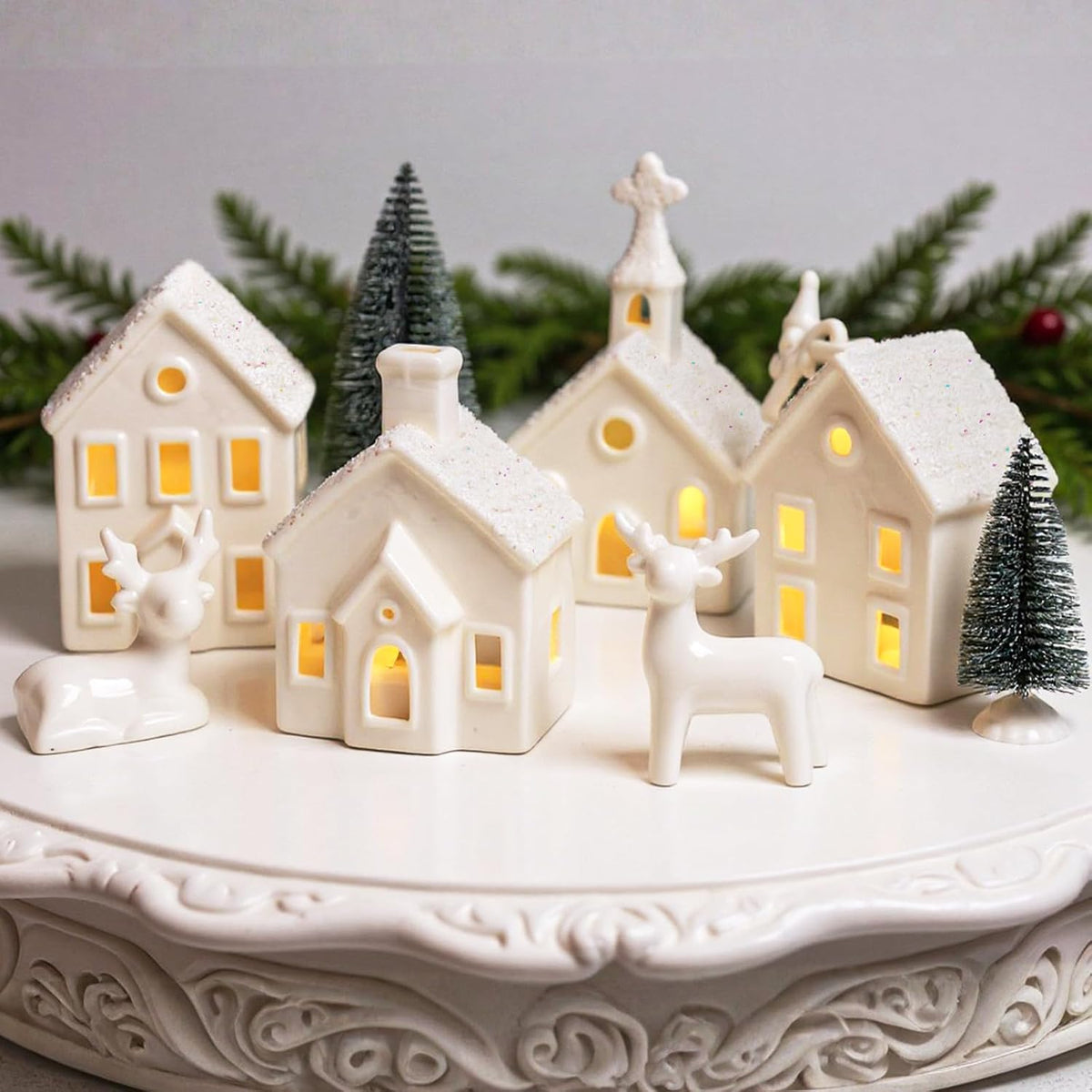 christmas decorations indoor - 9 piece christmas village, main product view