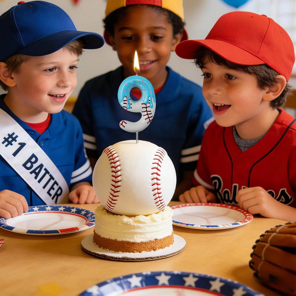 Conelist Ice Cream Drip Baseball Birthday Candle Number 9, Baseball Ice Cream Drip Birthday Cake Topper Candle Number 9 for Cake Sport Teams Theme Anniversary Celebration Party Decoration Favor Supply