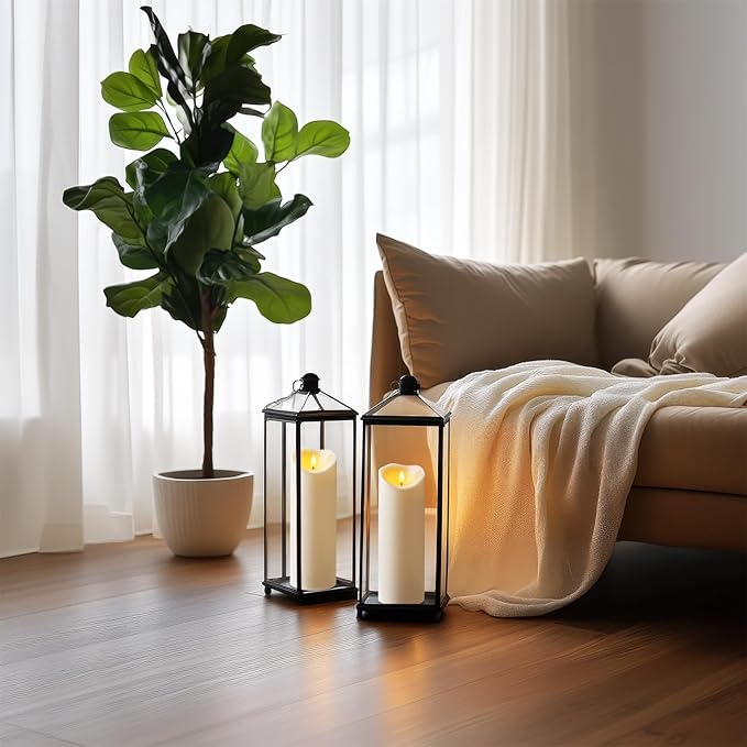 Amagic 4” x 12” Large Waterproof Outdoor Flameless Candles, Battery Operated with Remote Control and Timer, Flickering LED Pillar Candle for Outdoor Patio Yard Porch Decor, Ivory White, Set of 2