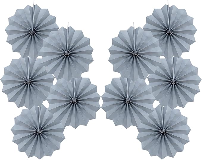 Gray Party Decorations,Wedding Decorations for Party Events Accessories,Anniversary Decorations,Birthday Decorations for Men,8in Hanging Paper Fans 30 Color DIY Set(Gray)