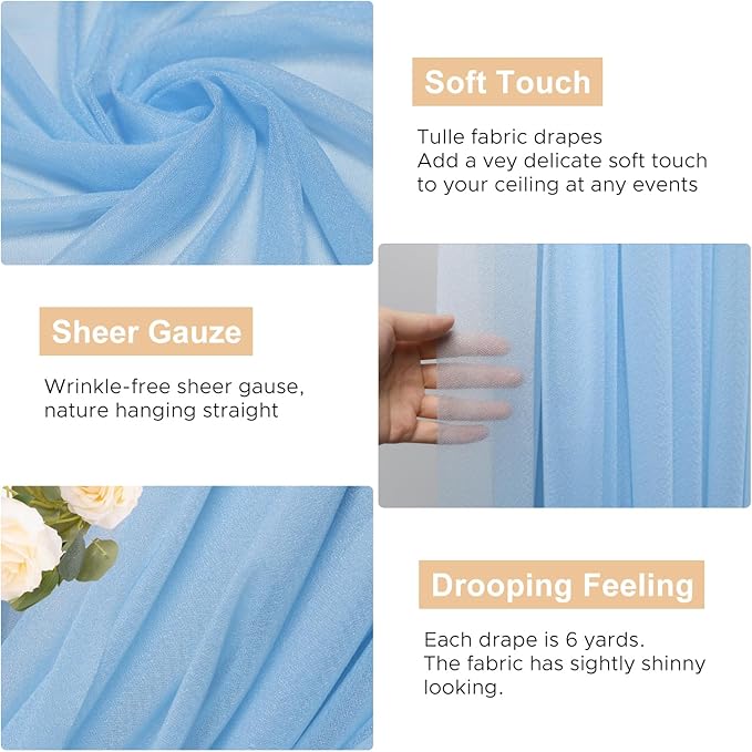 Wokceer Wedding Arch Draping Fabric 28.7" x 20FT Dusty Blue Drapes Sheer Fabric Backdrop Arch Draping Fabric for Wedding Ceremony Birthday Party Bridal Shower Decoration