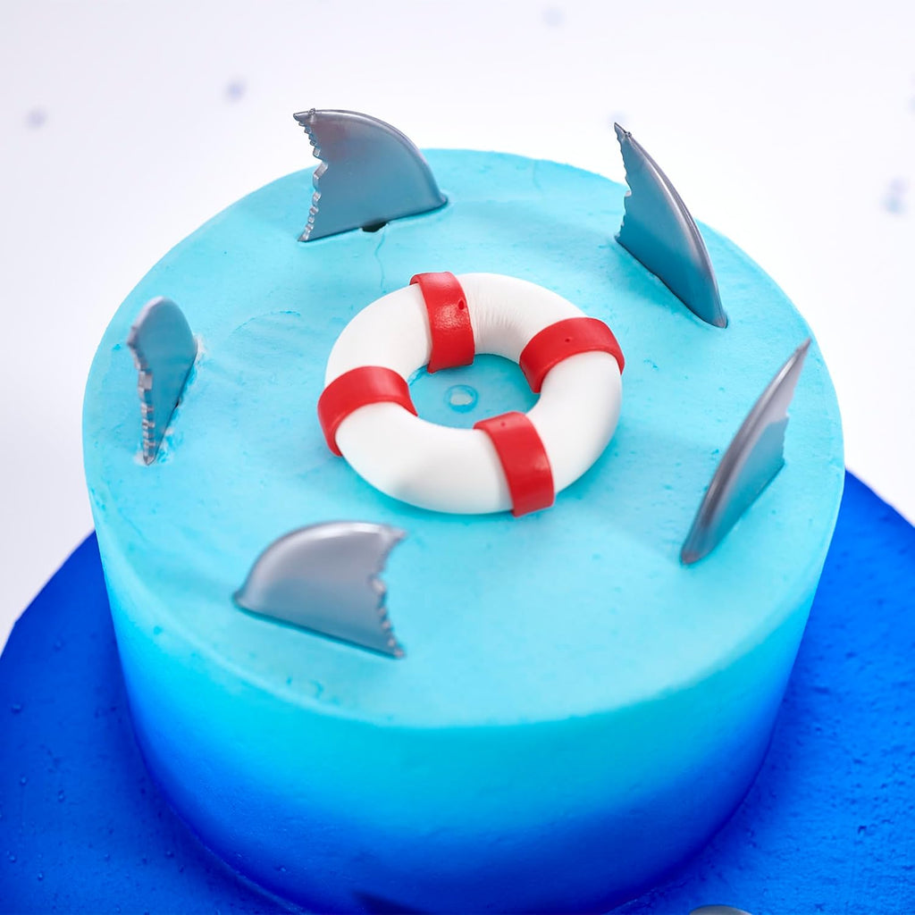 DecoPac Shark Fin Cake Picks, 24-Pack, Cupcake Toppers, Reusable Decorations for Cakes, Cupcakes and other Bakes, Beach Party, Pool Party