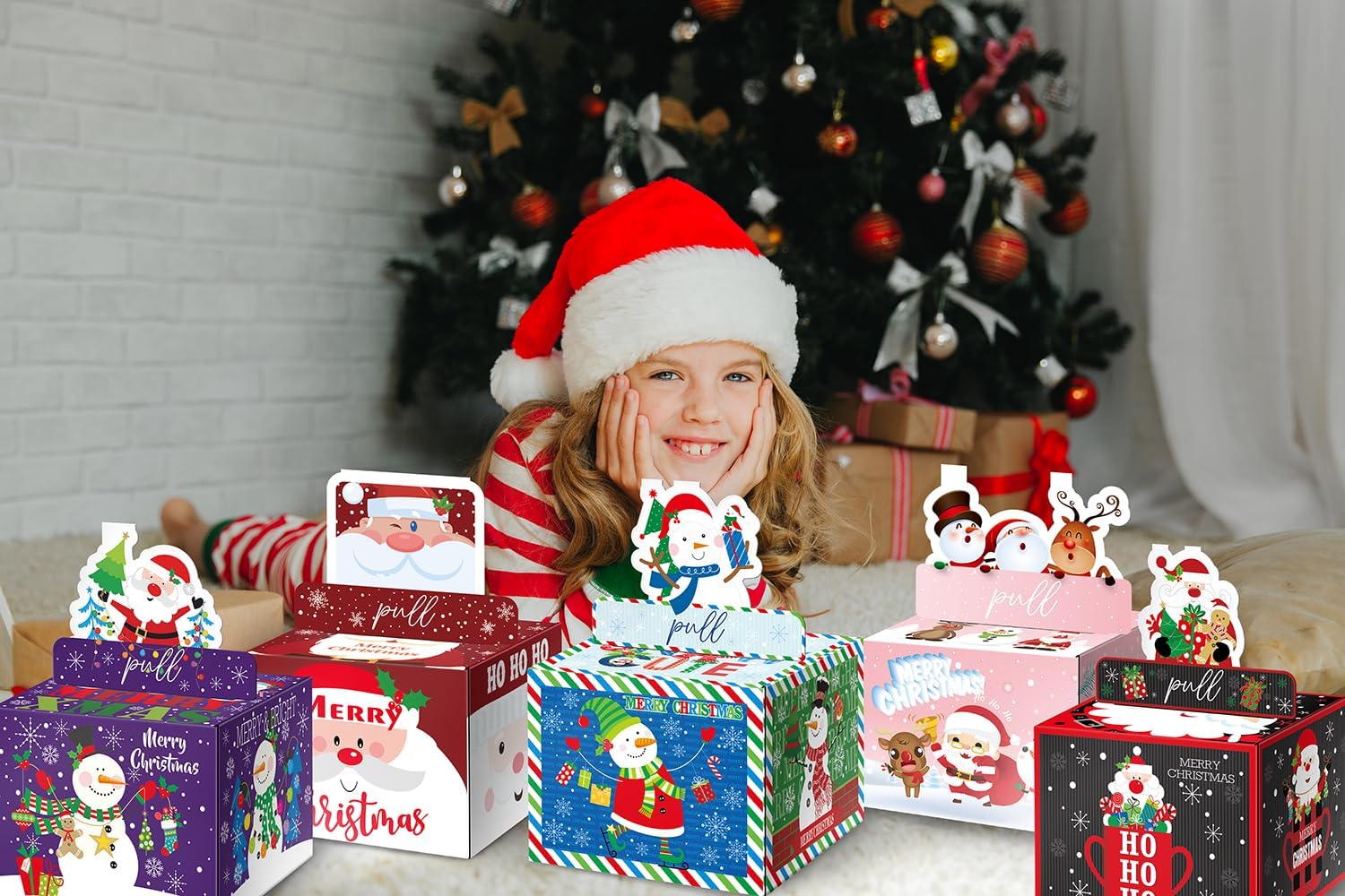 5Pcs Christmas Money Box for Cash Gift Pull, Money Holder Cash Gift for Kids Adults, DIY Fun Holiday Cash Box, Surprise Gift Box for Family, Includes 250Pcs Transparent Bags