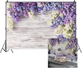 5x3ft Newborn Baby Wooden Plank Photography Backdrops Purple Lilac Flowers Bloom Bouquet Wooden Wall Girls Adults Portrait Photo Background Parties Events Decor Wallpaper Photo Studio Props