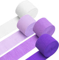 PIGETALE Crepe Paper Streamers 4 Rolls 328ft, Pack of Unique 3 Purple and White Party Streamer for Birthday Wedding Ceremony Baby Shower Party Decorations DIY Supplies Art Crafts (1.8Inch x 82Ft/Roll)