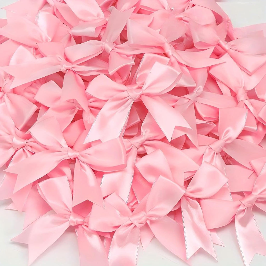 Pink Gift Wrap Bows - 50pcs 3.3 Inch Elegant Bows for Gift Wrapping, Party Decorations, Wedding Decor, Birthday Presents, Holiday Gifts, DIY Crafts, Baby Shower, Anniversary, Christmas, Gift Bags