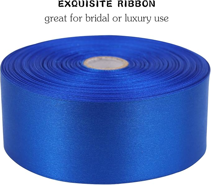 Blue Solid Satin Ribbon 1-1/2 Inch 50 Yards Solid Polyester Fabric Ribbon for Gift Wrapping Wedding Christmas Baby Shower Birthday Party Decoration Handmade Immortal Flower Craft