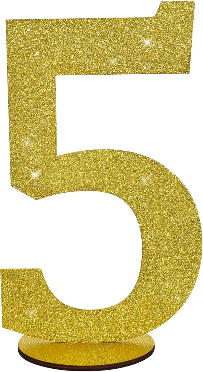 TONIFUL 11.8 Inch Gold Glitter Numbers Table Centerpieces 0-9 Birthday Party Decorations,Shining Gold Digital 5 for Birthday Party,Wedding,Bridal Shower,Engagement,Photo Shoot,Anniversary