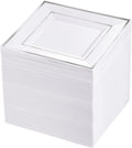 bucla 100pcs white and silver square plastic plates, main product view