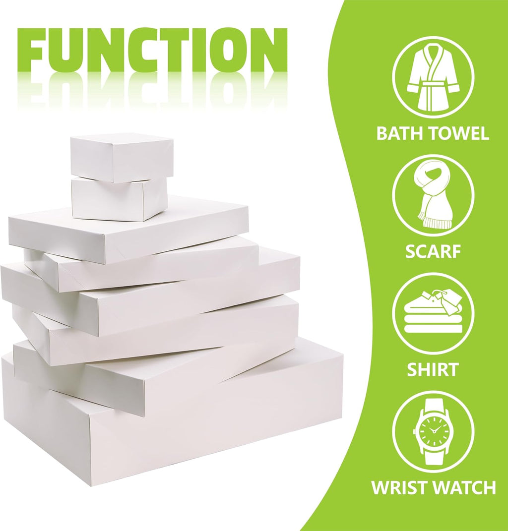 Bobobag 13 Pack White Gift Boxes with Lids for Presents, Assorted size Gift Boxes for Christmas ( 3 Extra large 17",3 Large 14.25",3 Medium 11",4 Small 4" ,Red Ribbon ), 4 inch Deep Box for Wrapping Robe Scarf Mug.